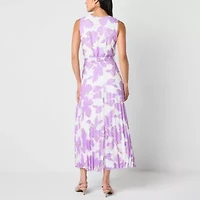 Studio 1 Womens Petite Sleeveless Floral Maxi Dress