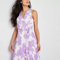 Studio 1 Womens Petite Sleeveless Floral Maxi Dress