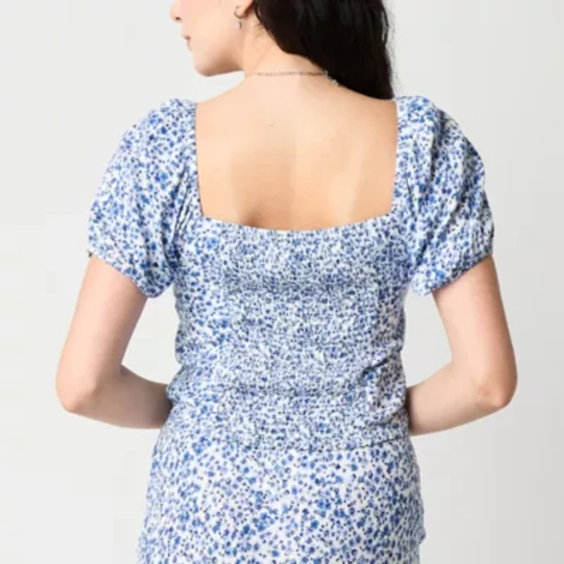 by&by Womens Short Sleeve Juniors Crop Top