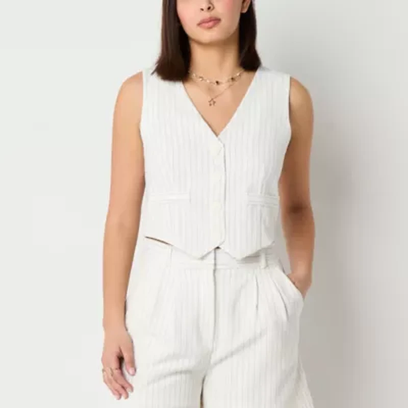 by&by Womens V Neck Sleeveless Juniors Vest