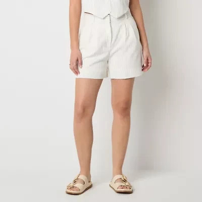 by&by Womens Mid Rise Juniors Pleated Short