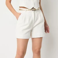 by&by Womens Mid Rise Juniors Pleated Short