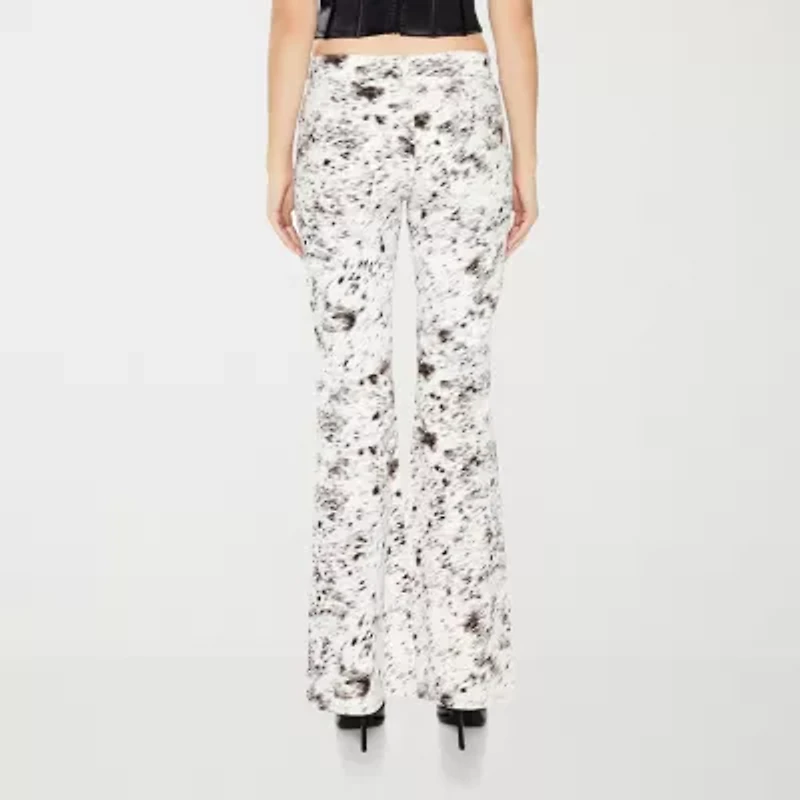 Forever 21 Juniors Animal Print Womens Low Rise Flare Leg Jean