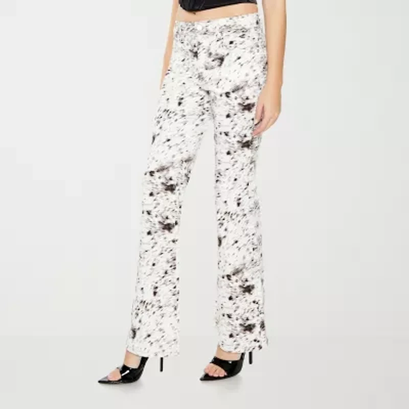 Forever 21 Juniors Animal Print Womens Low Rise Flare Leg Jean