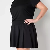 Xersion Womens Plus Assymetrical Pleated Quick Dry Knit Skort