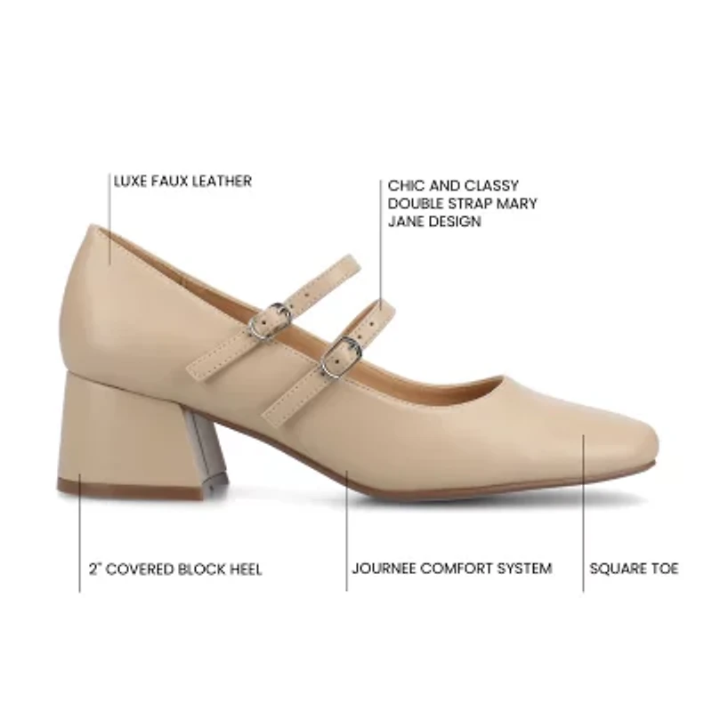 Journee Collection Nally Womens Square Block Heel Pumps