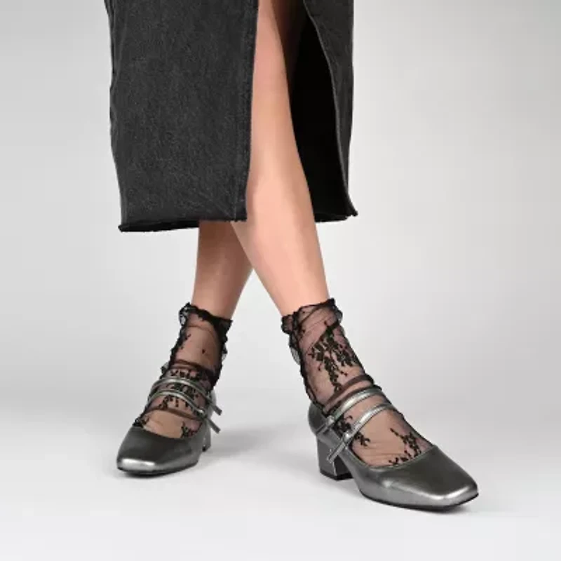 Journee Collection Nally Womens Square Closed Toe Block Heel Pumps