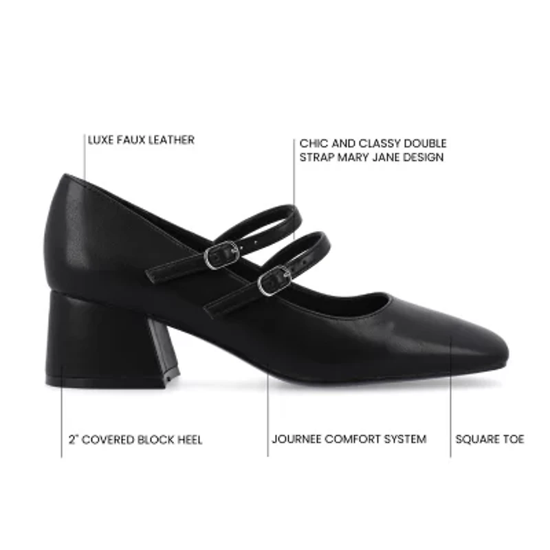 Journee Collection Nally Womens Square Closed Toe Block Heel Pumps