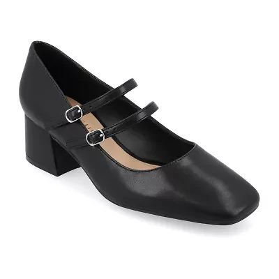 Journee Collection Nally Womens Square Closed Toe Block Heel Pumps