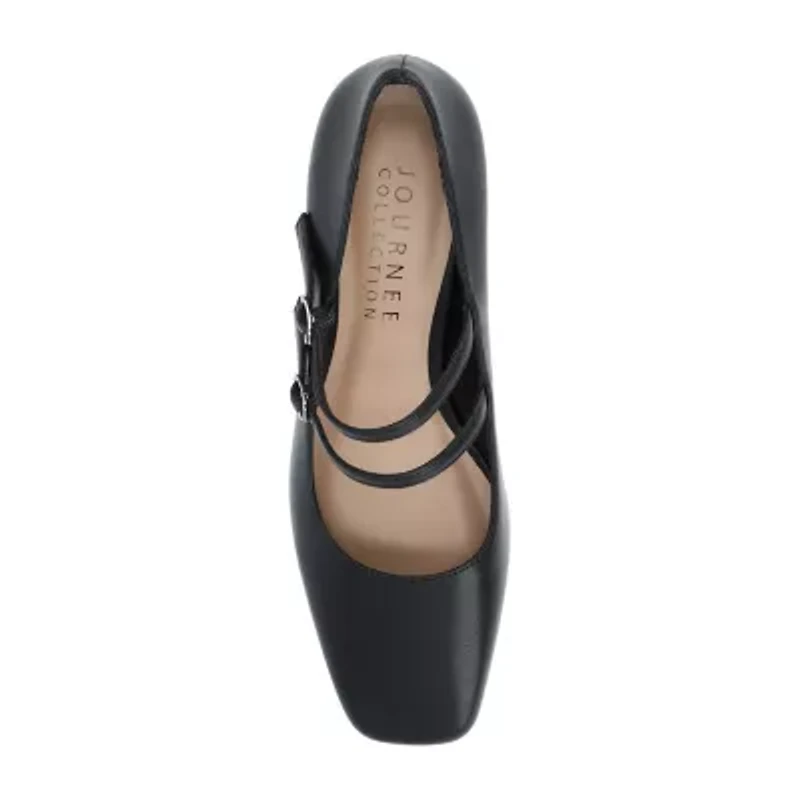 Journee Collection Nally Womens Square Closed Toe Block Heel Pumps