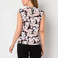 Liz Claiborne Womens Round Neck Sleeveless Tall Blouse