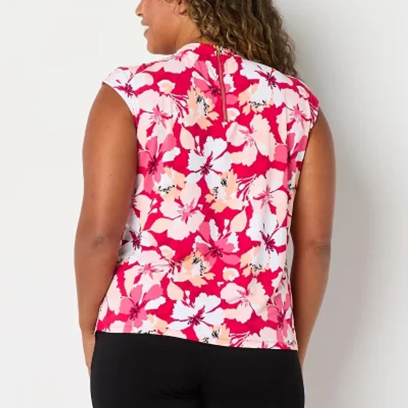 Liz Claiborne Womens Tall Round Neck Sleeveless Blouse