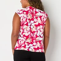 Liz Claiborne Womens Tall Round Neck Sleeveless Blouse