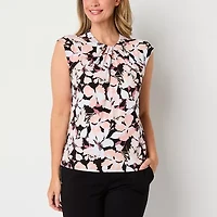 Liz Claiborne Womens Round Neck Sleeveless Tall Blouse