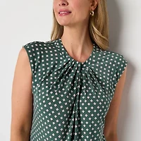 Liz Claiborne Womens Tall Round Neck Sleeveless Blouse