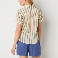 a.n.a Tall Womens Short Sleeve Regular Fit Blouse