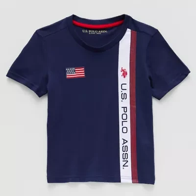 U.S. Polo Assn. Little & Big Kid Boys Crew Neck Short Sleeve Flag Classic Fit Graphic T-Shirt