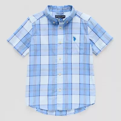 U.S. Polo Assn. Little & Big Kid Boys Short Sleeve Classic Fit Embroidered Button-Down Shirt