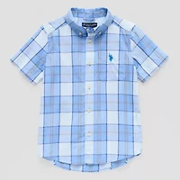 U.S. Polo Assn. Little & Big Kid Boys Short Sleeve Classic Fit Embroidered Button-Down Shirt