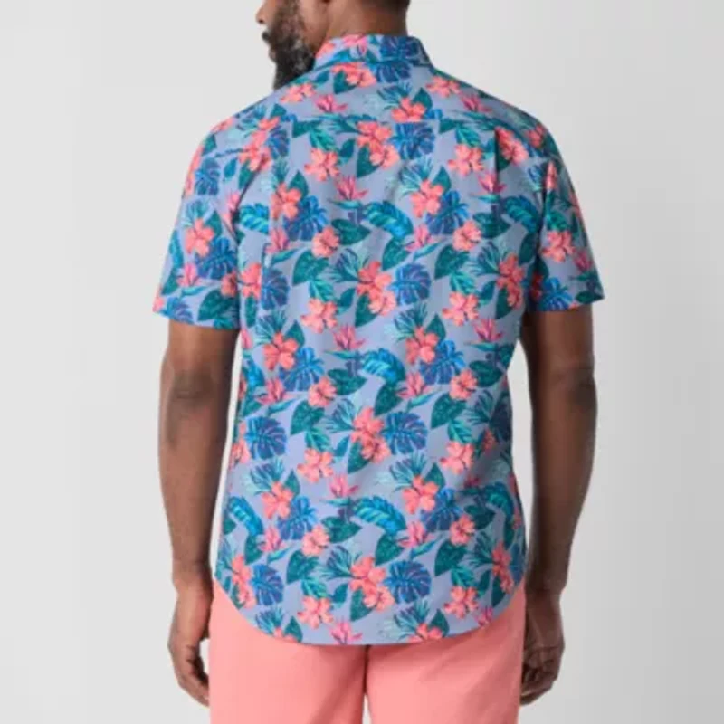 St. John's Bay Breathable Performance Mens Short Sleeve Classic Fit Button-Down Shirt