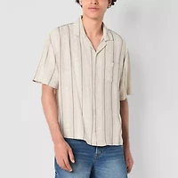 Arizona Mens Short Sleeve Cropped Button-Down Shirt