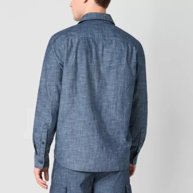 mutual weave Mens Regular Fit Long Sleeve Popover Shirt