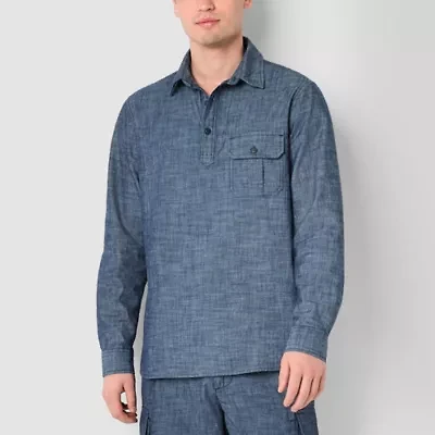 mutual weave Mens Regular Fit Long Sleeve Popover Shirt