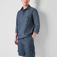 mutual weave Mens Regular Fit Long Sleeve Popover Shirt