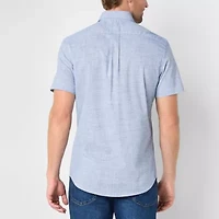 U.S. Polo Assn. Stretch Slub Mens Short Sleeve Classic Fit Fabric Embroidered Button-Down Shirt