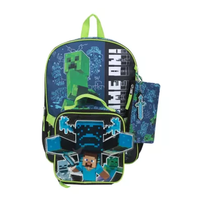 Licensed Minecraft 5-Piece Backpack Set