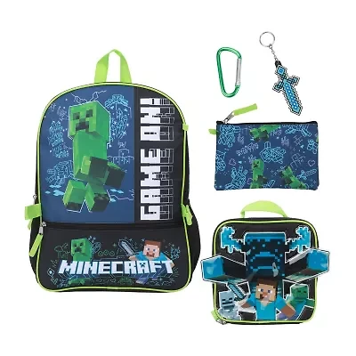 Licensed Minecraft 5-Piece Backpack Set