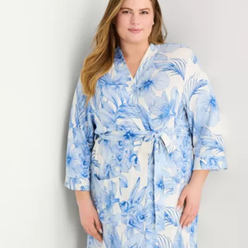 Liz Claiborne Womens Plus Long Sleeve Length Robe