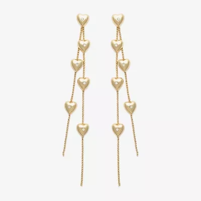 Mixit Gold Tone Linear Womens Heart Drop Earrings