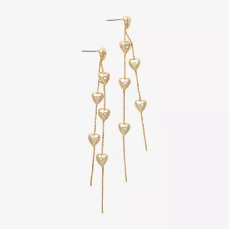 Mixit Gold Tone Linear Womens Heart Drop Earrings