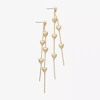 Mixit Gold Tone Linear Womens Heart Drop Earrings