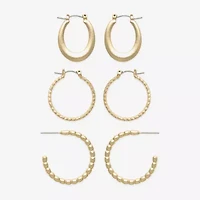 Mixit Gold Tone Twist Hoop Womens 3 Pair Earring Set