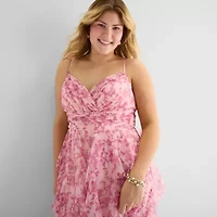 Radiante Couture Womens Juniors Plus Floral A-Line Dress