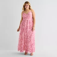 Radiante Couture Womens Juniors Plus Floral A-Line Dress