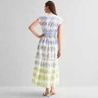 Sam And Jess Womens Short Sleeve Ombre Maxi Dress