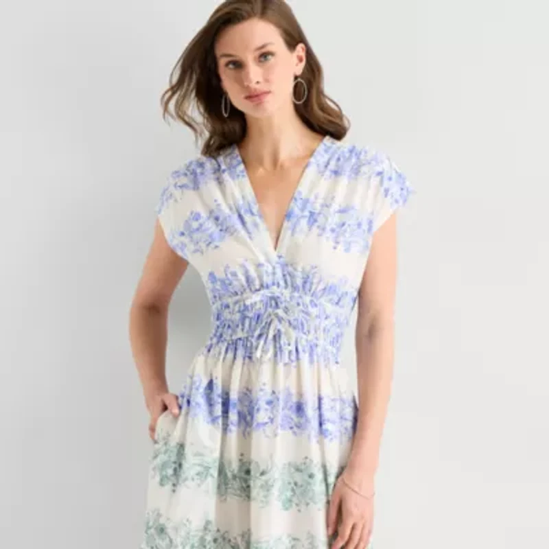 Sam And Jess Womens Short Sleeve Ombre Maxi Dress