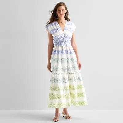 Sam And Jess Womens Short Sleeve Ombre Maxi Dress