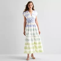 Sam And Jess Womens Short Sleeve Ombre Maxi Dress