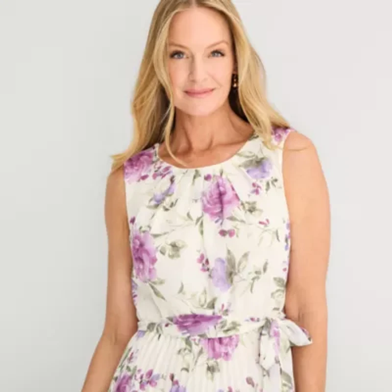 Studio 1 Womens Sleeveless Floral Maxi Dress