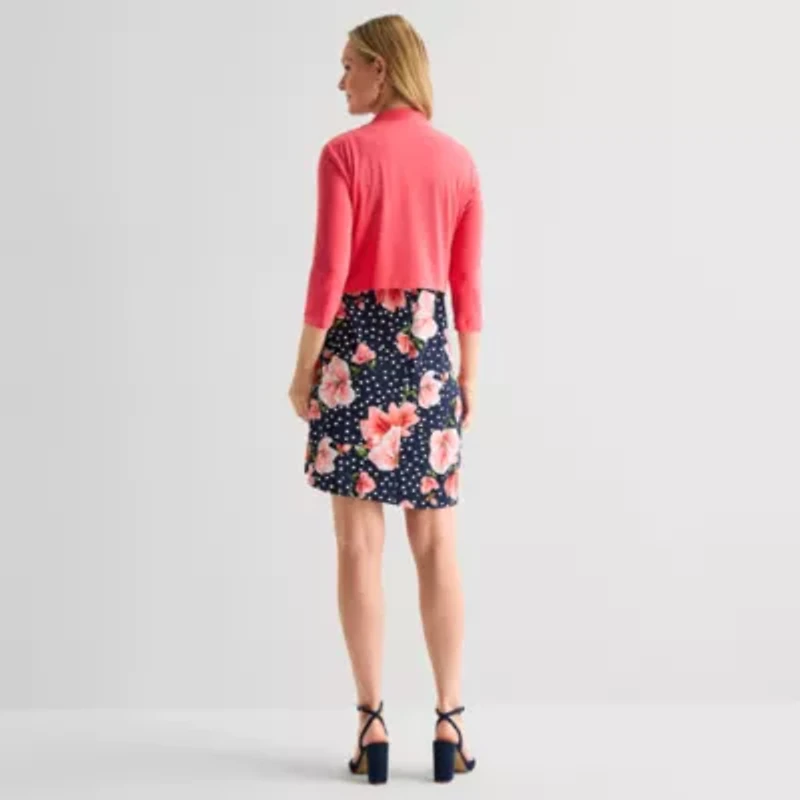Perceptions Womens Floral Jacket Dress