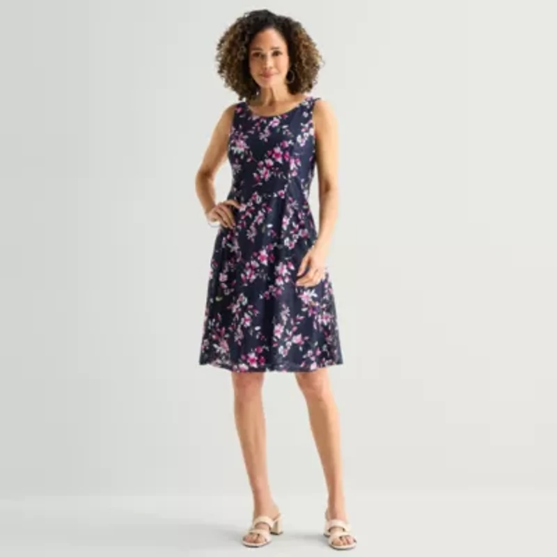 Perceptions Womens Floral Jacket Dress