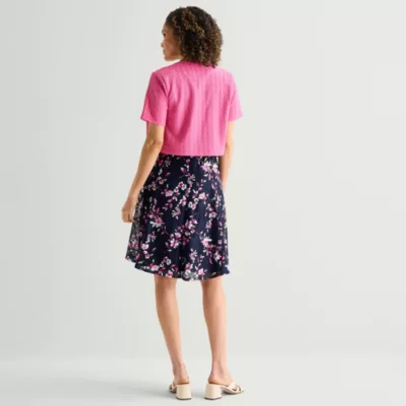 Perceptions Womens Floral Jacket Dress