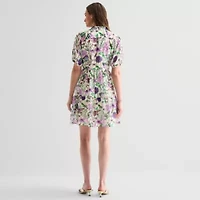 Sam And Jess Womens Short Sleeve Floral Shift Dress