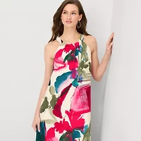 52seven Womens Sleeveless Midi Abstract Shift Dress