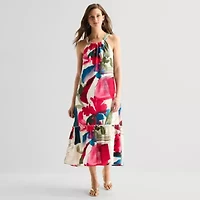 52seven Womens Sleeveless Midi Abstract Shift Dress