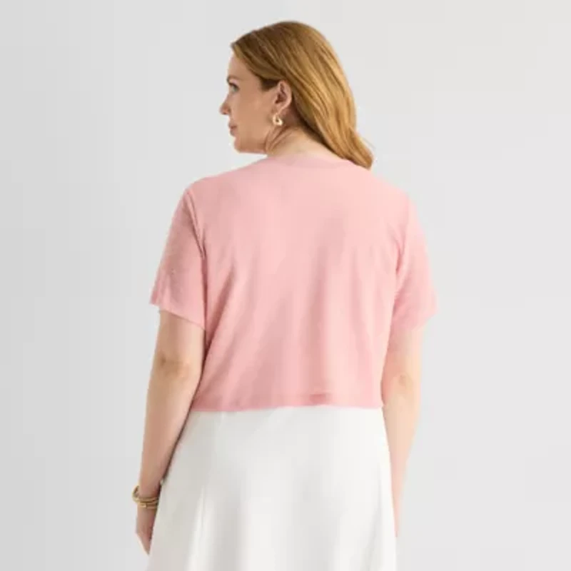 Perceptions Womens Short Sleeve Shrug Plus